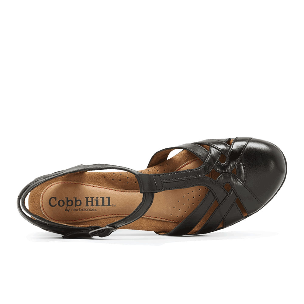 ロック ポート サンダル レディース 黒 - Cobb Hill Aubrey T-Strap - BOG625049